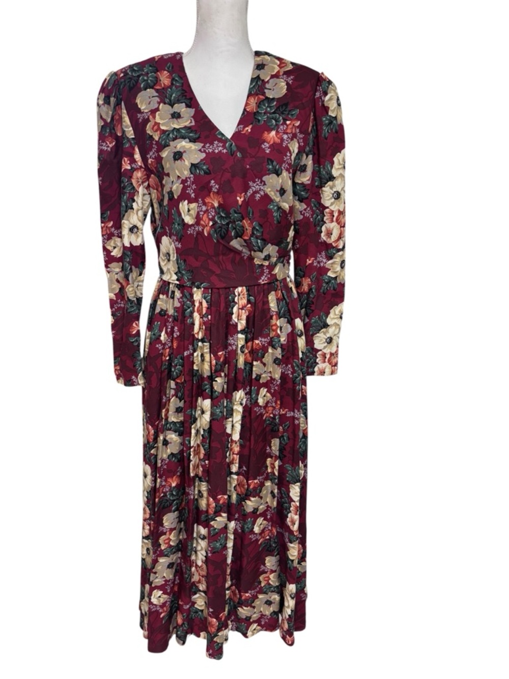 Vintage Inspired Floral Midi Maxi Dress Cottagecore Romantic Long Sleeve 6